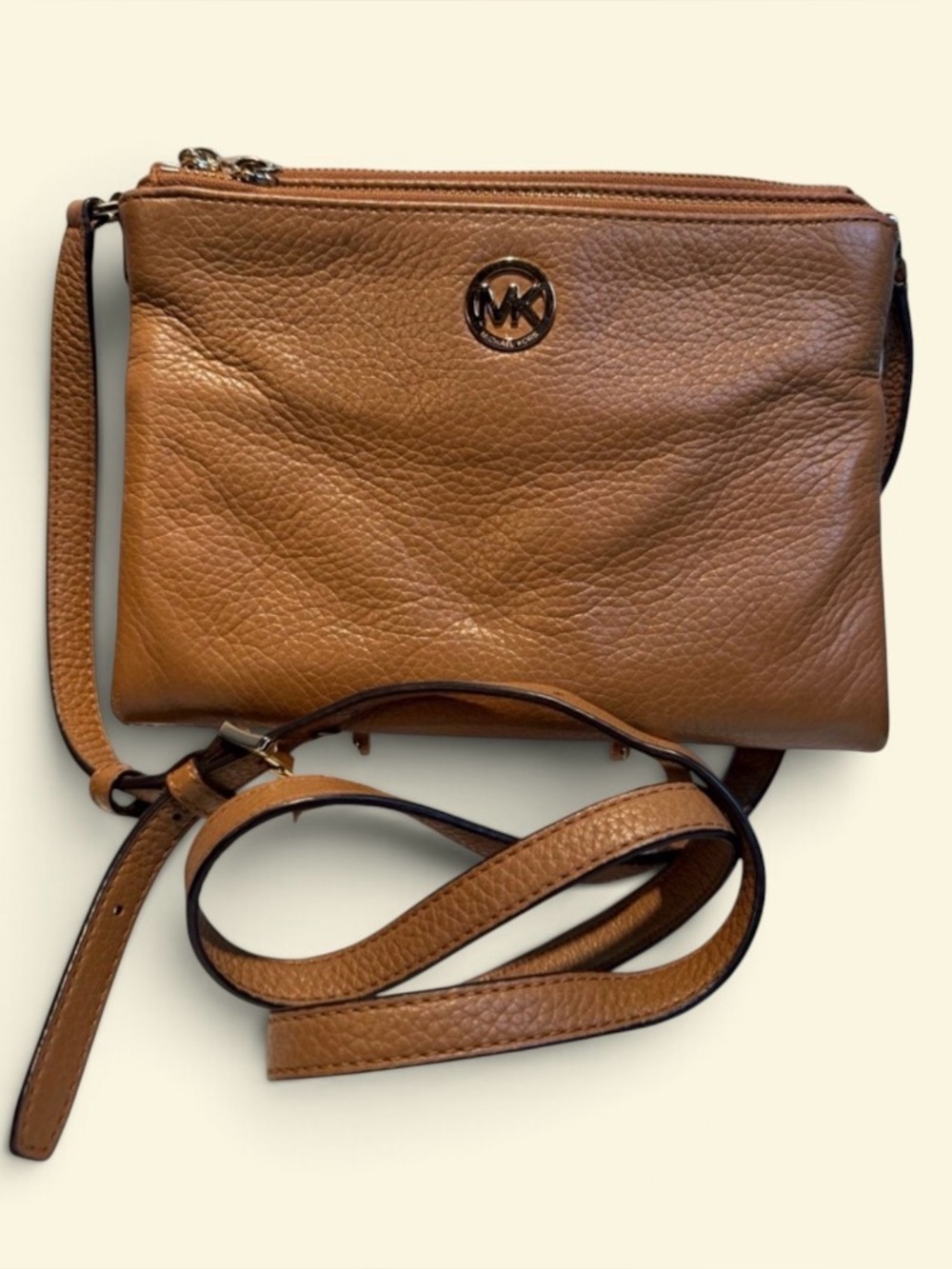 Michael Kors Cognac Pebbled Leather Crossbody Bag